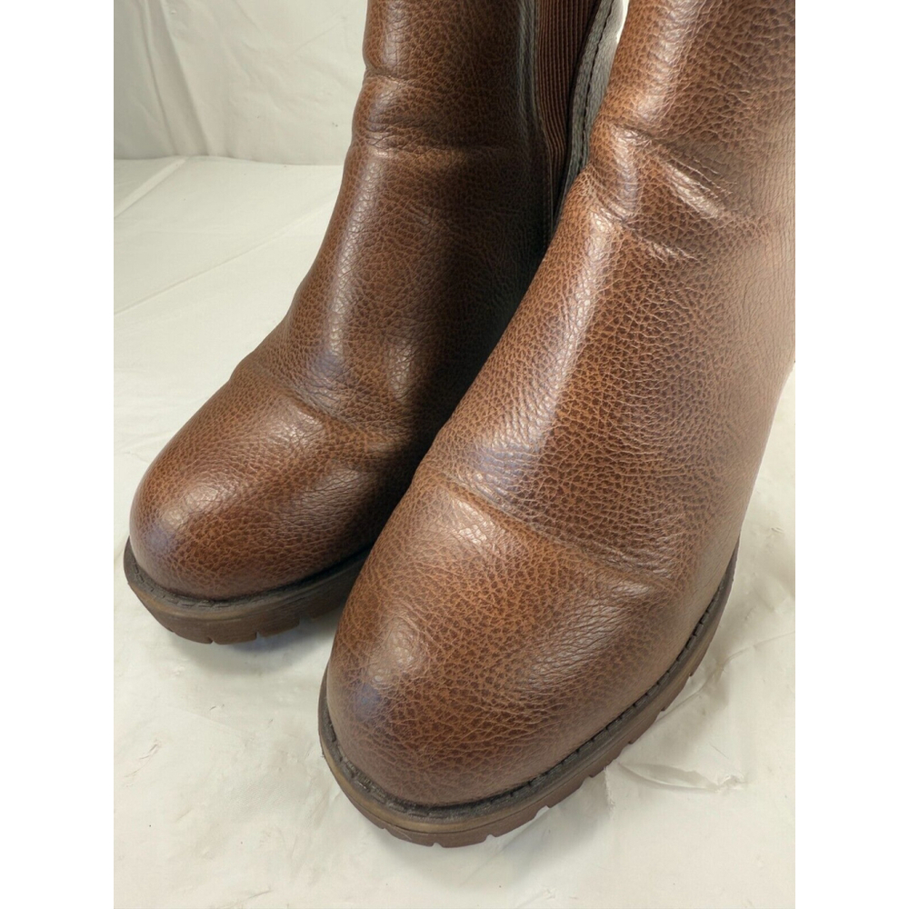 Mia Ribbed Chelsea Boot Weston Brown 7.5 M Block Heel - Picture 5 of 14